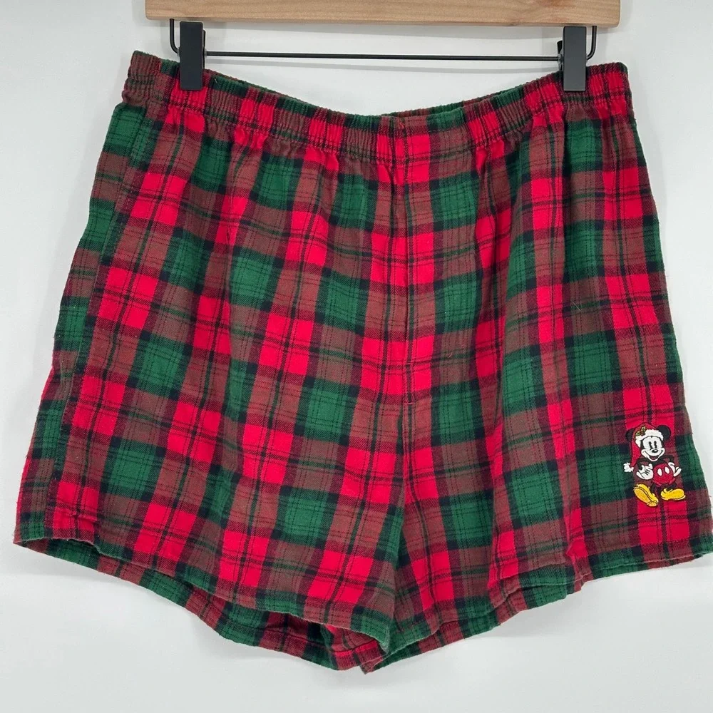 Mens Disneyland Resort Mickey‎ Mouse Flannel Plaid Pajama Sleep Lounge Shorts S